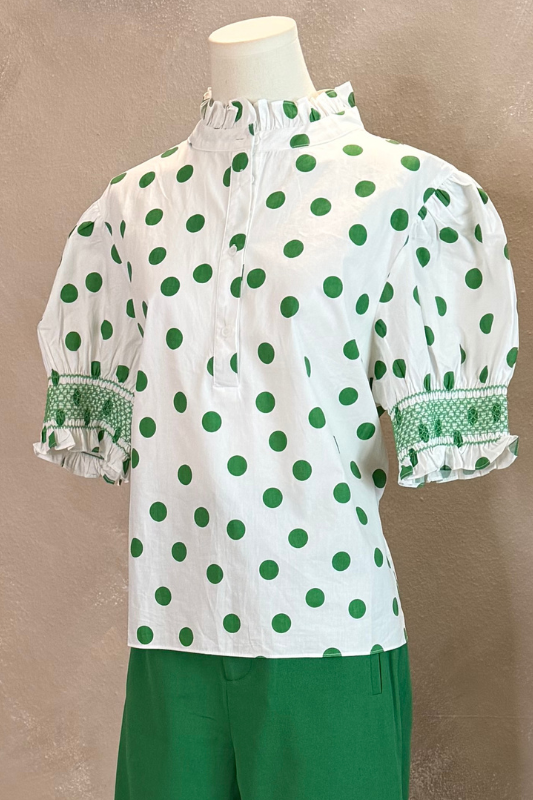 Green Polkadots Top