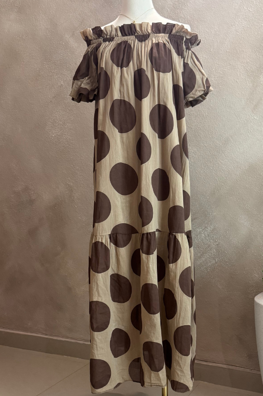 Off Shoulder Polkadots Dress
