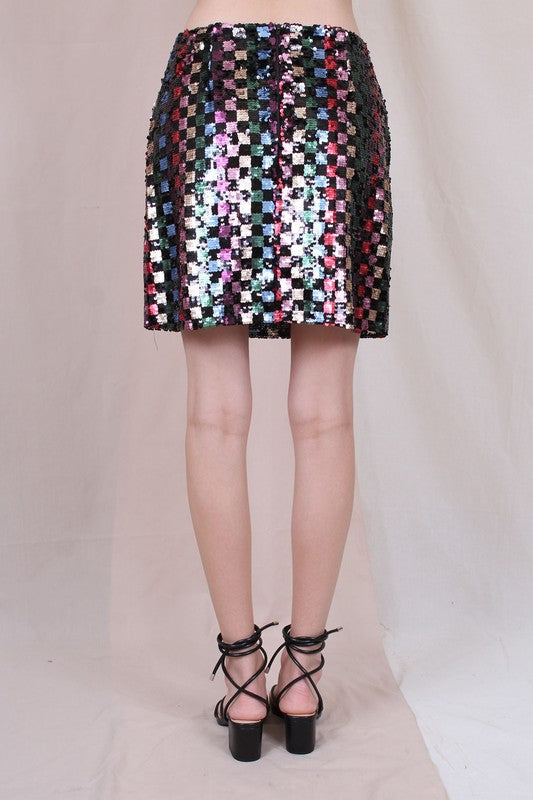 Fancy Mult- Colors Sequins Mini Skirt
