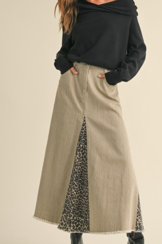 Animal Print Denim Skirt
