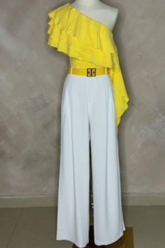 Ceci Ruffle Yellow Top