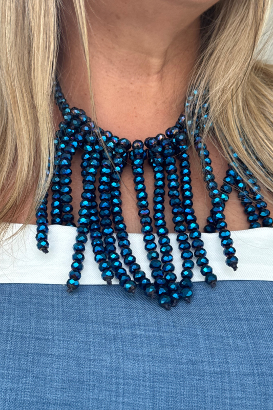 Blue Czech Crystals Necklace