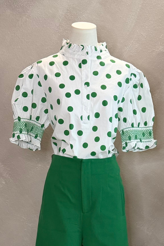 Green Polkadots Top
