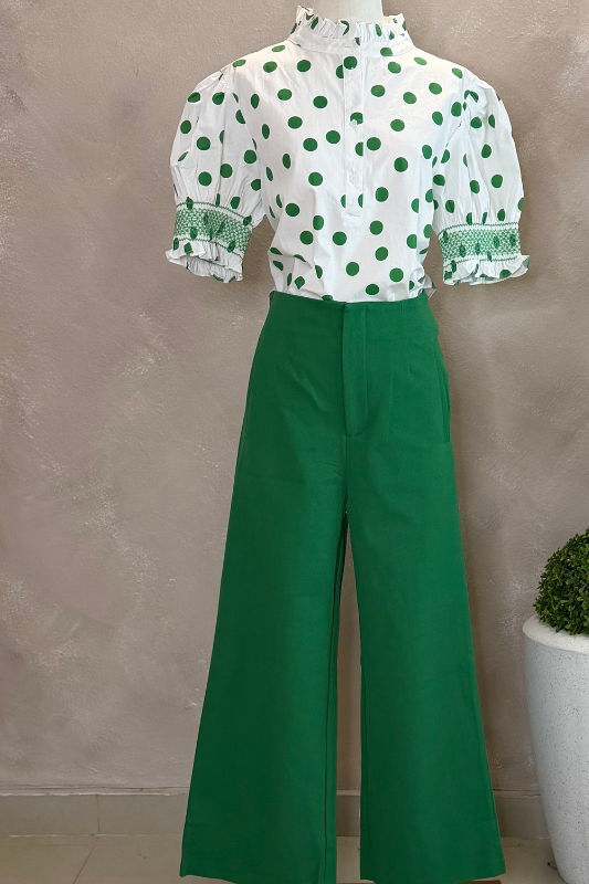 Green Polkadots Top
