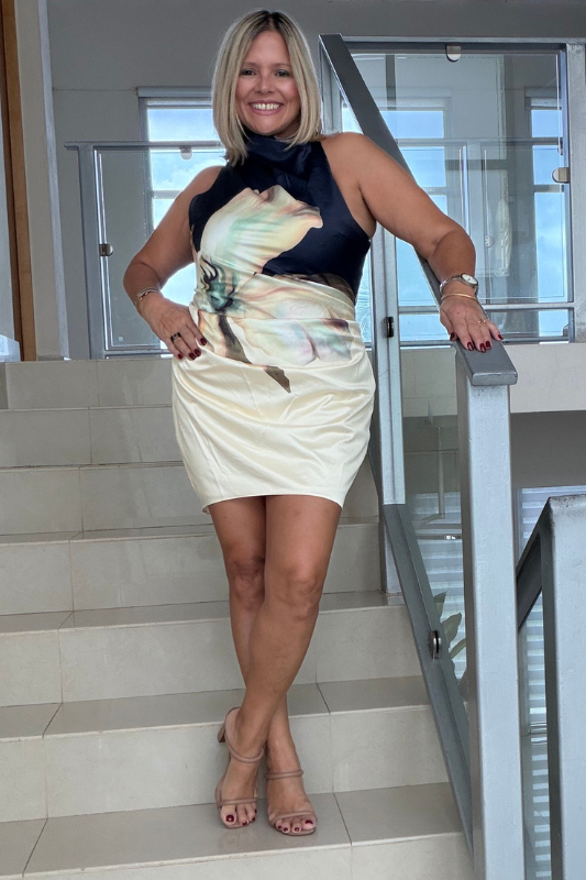 Flower Halter Mini Dress
