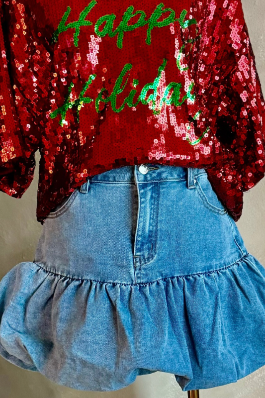 Denim Bubble Skirt