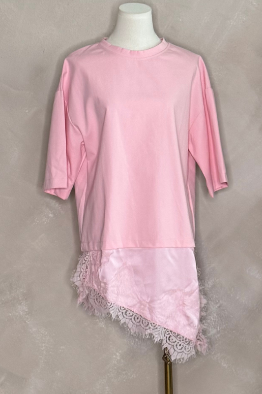 Long Pink Lace Top