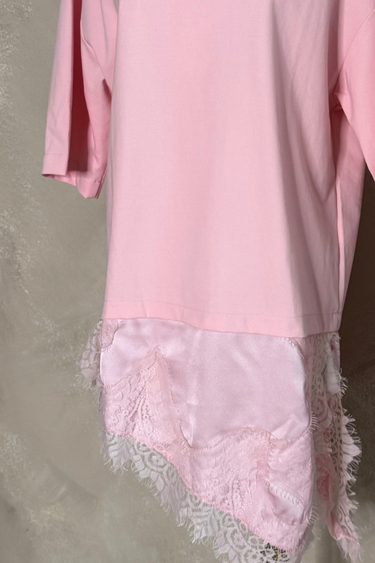 Long Pink Lace Top