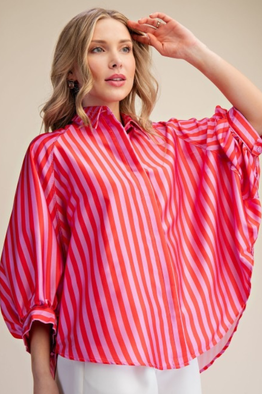 Red Blush Stripes Top