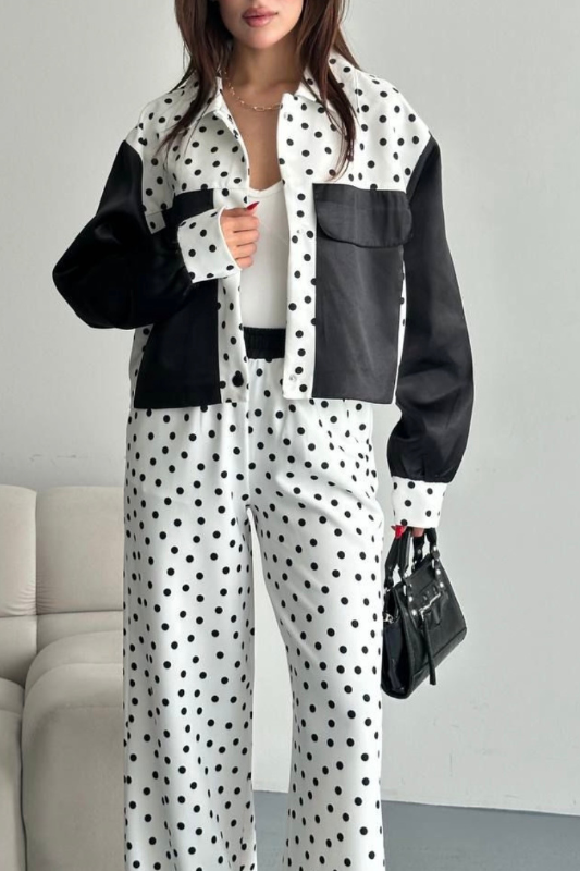 Polka-Dots Jacket Pants Set