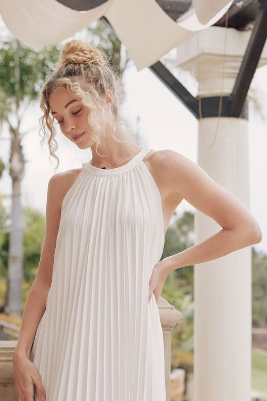 Luna Halter  Pleated Dress