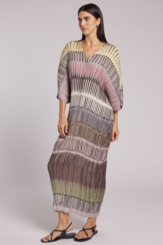 Savanna Stripes Pliseee Dress