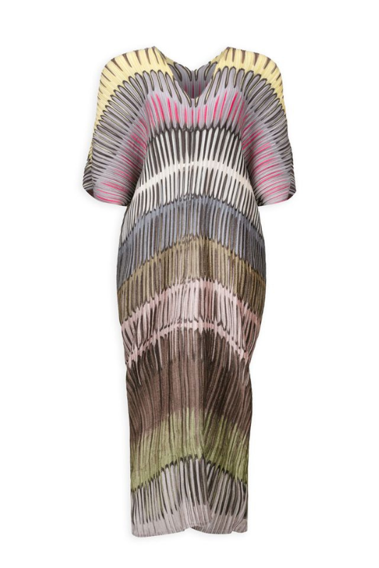 Savanna Stripes Pliseee Dress