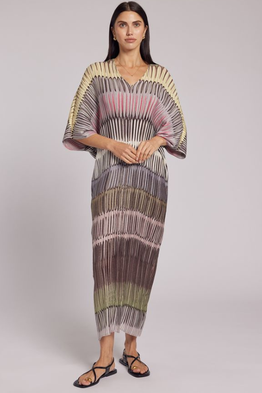 Savanna Stripes Pliseee Dress