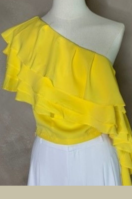 Ceci Ruffle Yellow Top